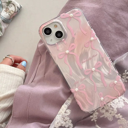Pearly Pink Ribbon iPhone Case