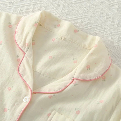 Cream & Pink Floral Cotton Pjs