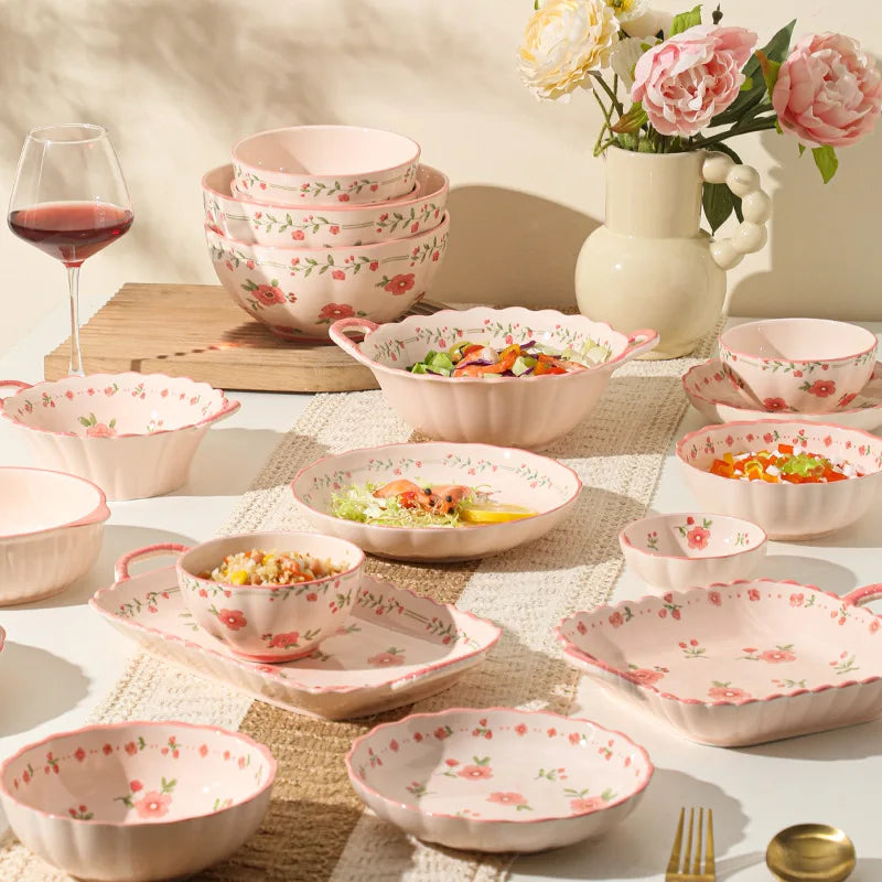 Pink Floral Dinnerware Set Creative Femininity