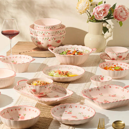 Pink Floral Dinnerware Set Creative Femininity