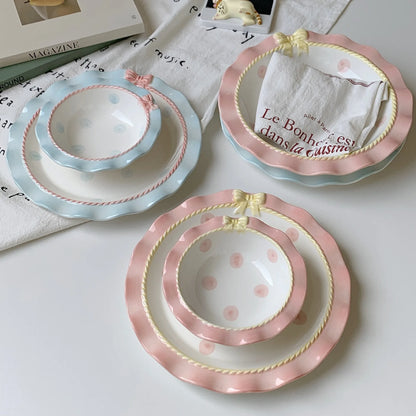 Pink & Blue Rococo Dinner Plates
