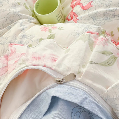 Vintage Rose Ruffle Duvet Set
