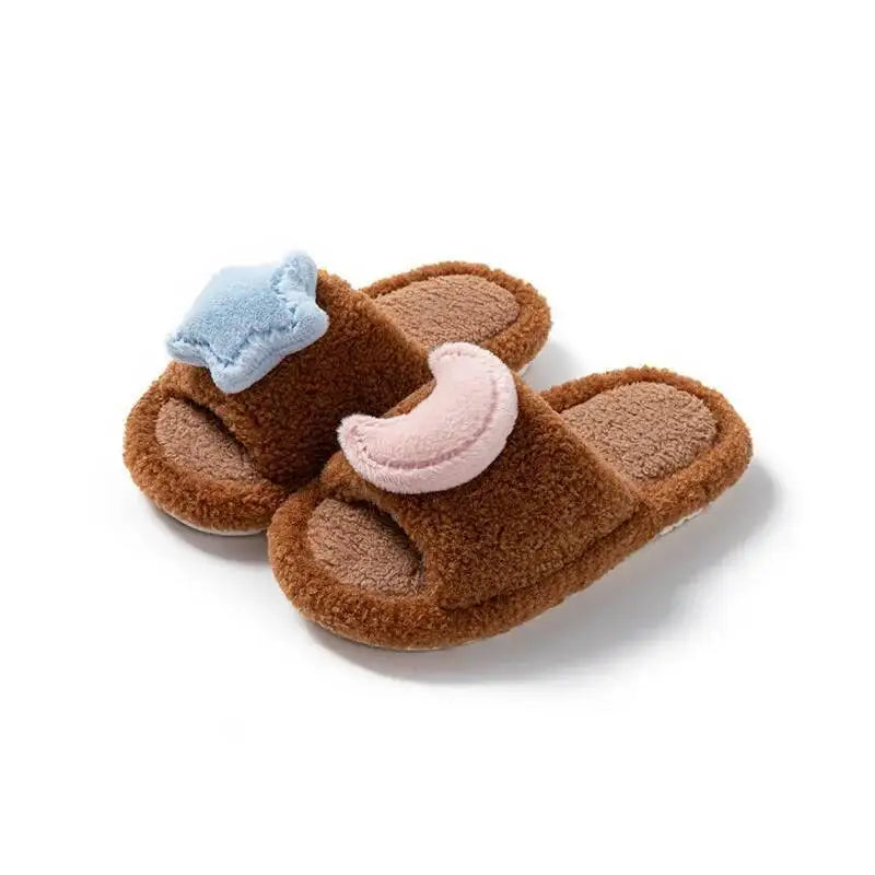 Pink & Blue Starry Night Plush Slippers