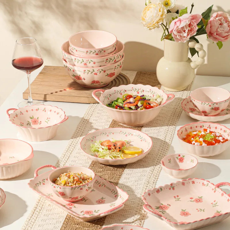 Pink Floral Dinnerware Set Creative Femininity