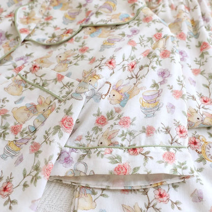 Cotton Floral & Bunny Print Pyjamas Set