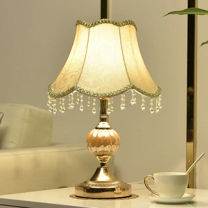 Vintage Floral Glass Tassel Lamp