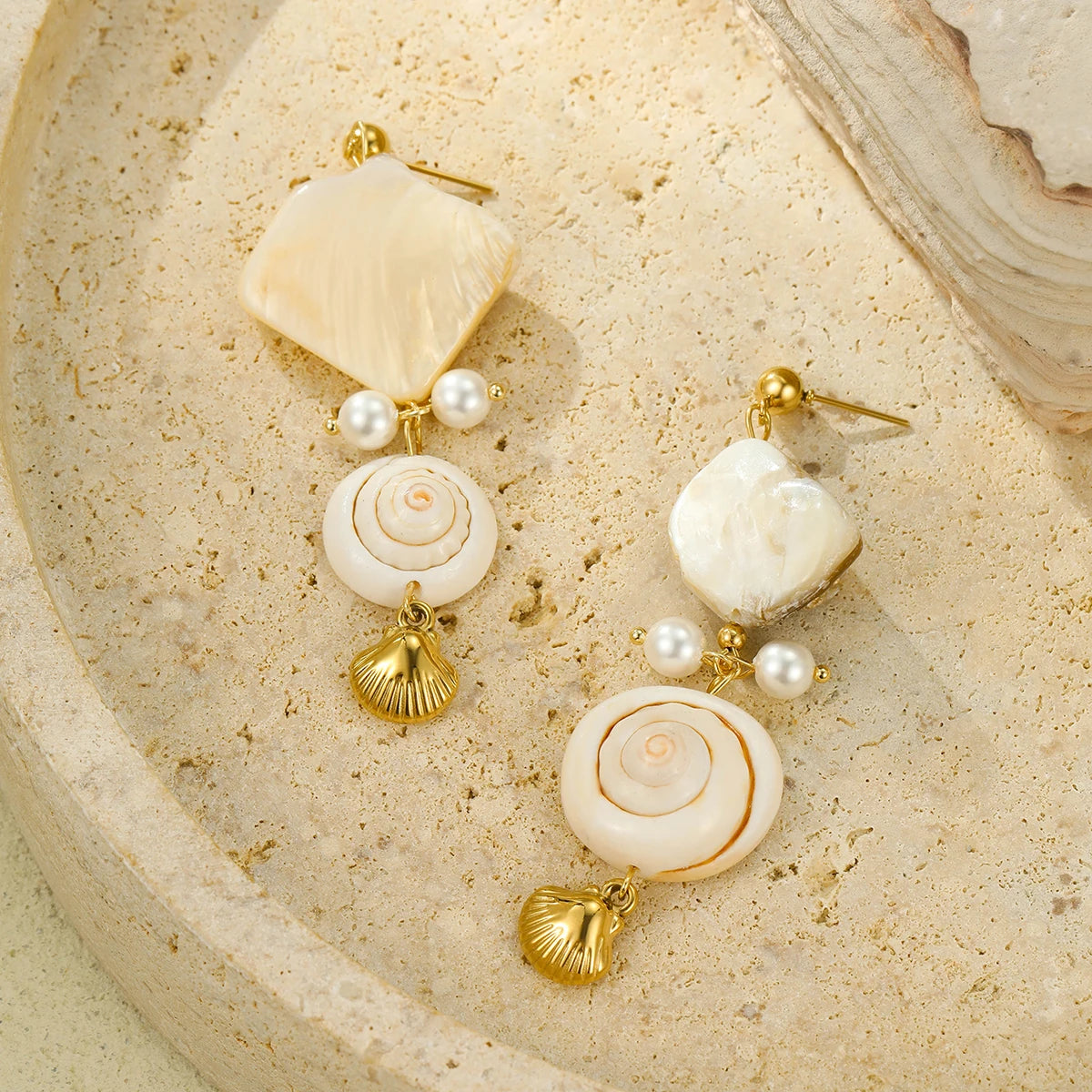 Pearl & Gold Conch Shell Necklace Set Creative Femininity