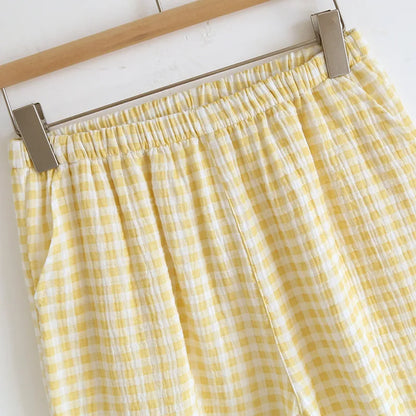 Cotton Gingham Trim Pyjama Set