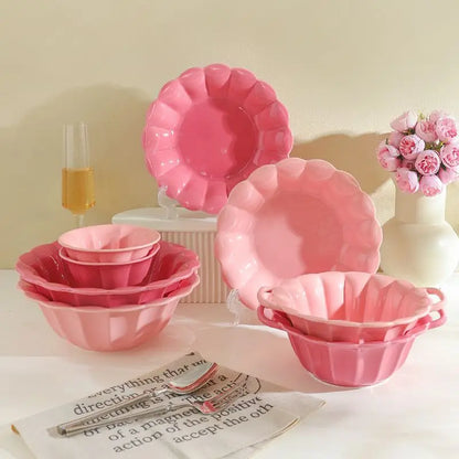 Vintage Pink Scalloped Bowls
