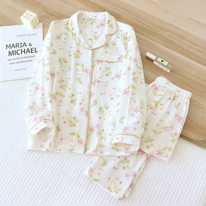 Pink Festive Cotton Gauze Pjs