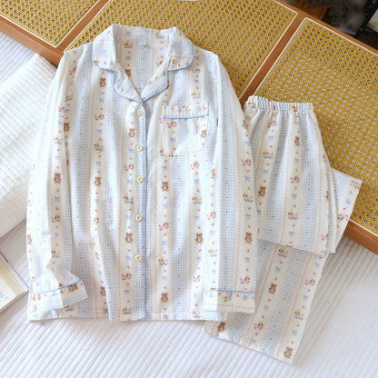 Women's Pink Teddybear & Bow Pyjama Set