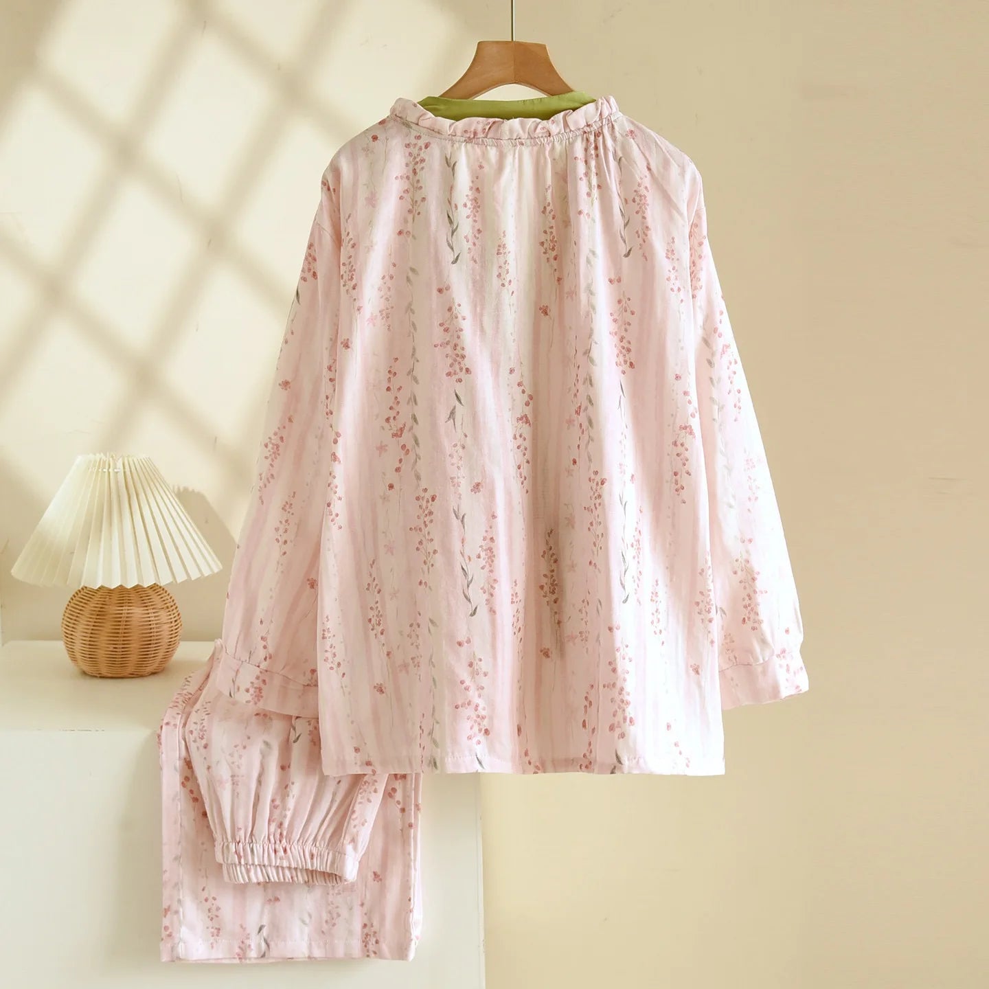 Pink & Green Kimono Wrap Floral Pyjamas