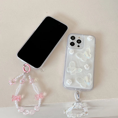 pink and white butterfly phone case