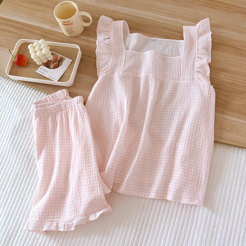 pink plaid pjs for women 