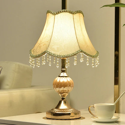 Vintage Floral Glass Tassel Lamp