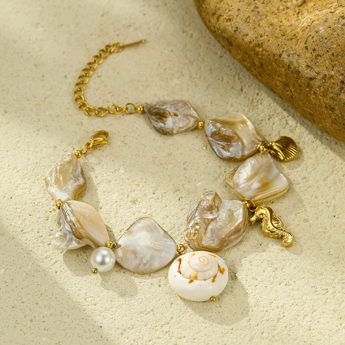 Pearl & Gold Conch Shell Necklace Set