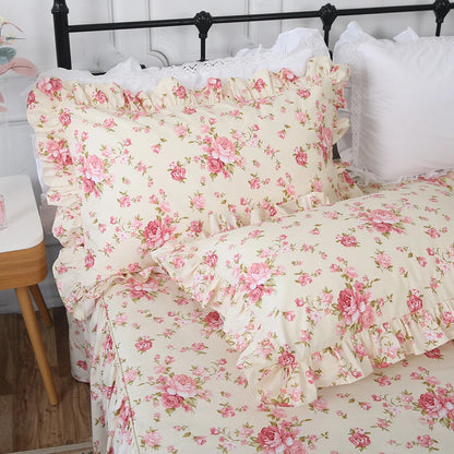 Floral Ruffle Pillow Cover - Multiple Colours