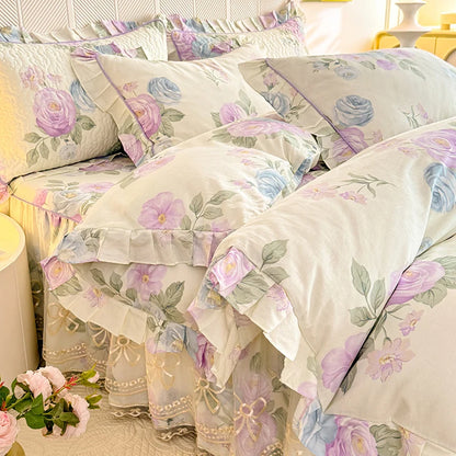 Romantic Floral Ruffle Duvet Cover
