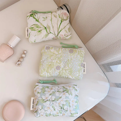 Mini Floral Quilted Cosmetic Bag