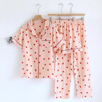 Confetti Heart Pjs With Pink Trim