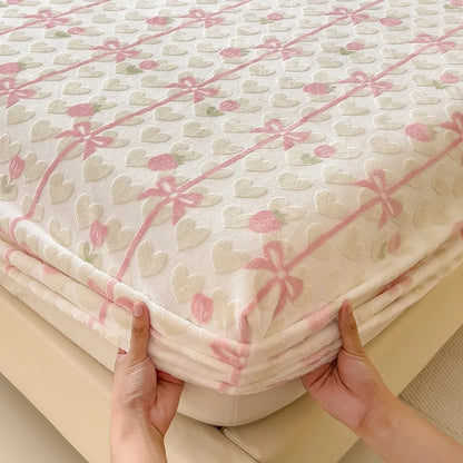 Pink Bow Fleece Bed Sheet & Pillowcase