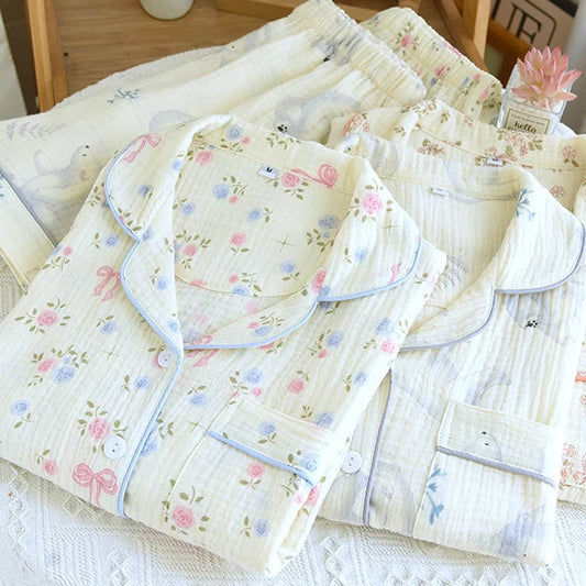 Blue & Pink Floral Pyjama Short Set