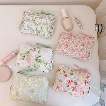 Mini Floral Quilted Cosmetic Bag