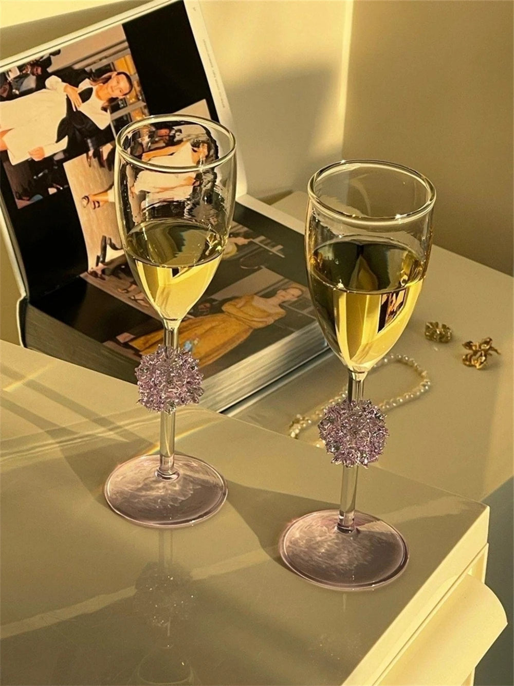 Purple Glass Champagne Flute