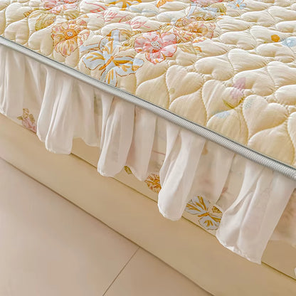 Floral Quilted Ruffle Bedding Set