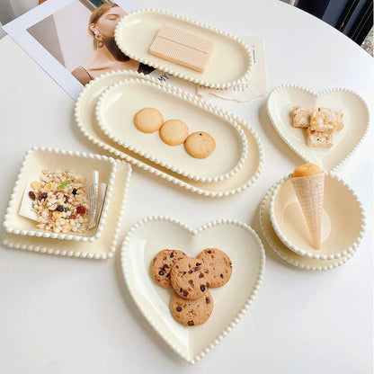 Cream Heart Shape Ceramic Plates
