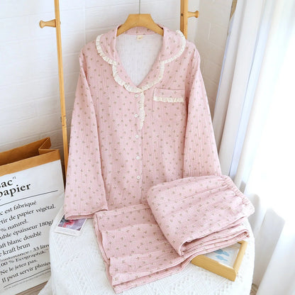 Romantic Floral Lace Pyjama Set Creative Femininity