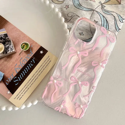 Pearly Pink Ribbon iPhone Case