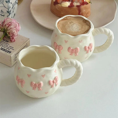 Pink Bow & Heart Ceramic Mug