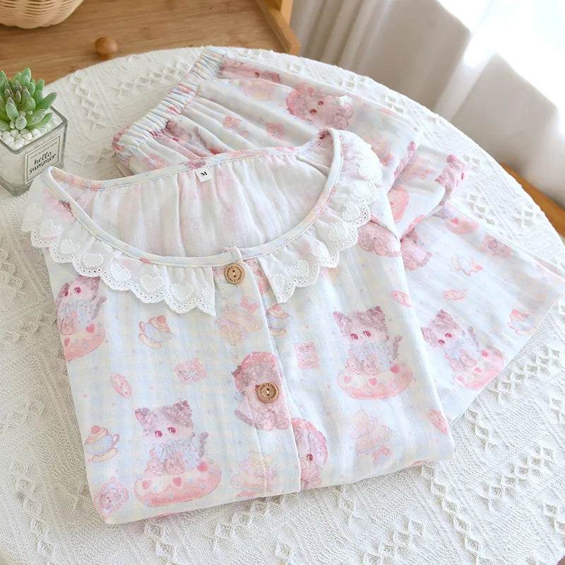 Coquette Lace Ruffle Pyjamas