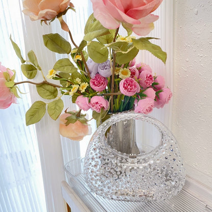 Mini Acrylic Diamanté Handbag - Pink/Clear/Black