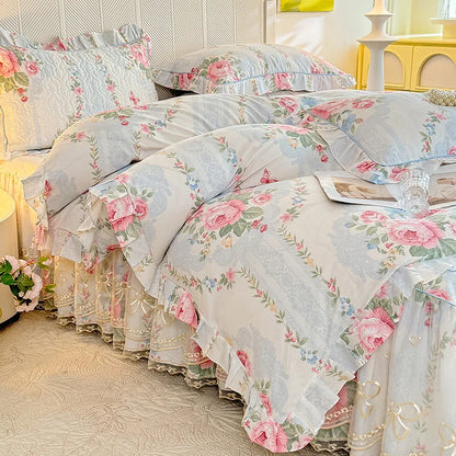Romantic Floral Ruffle Duvet Cover