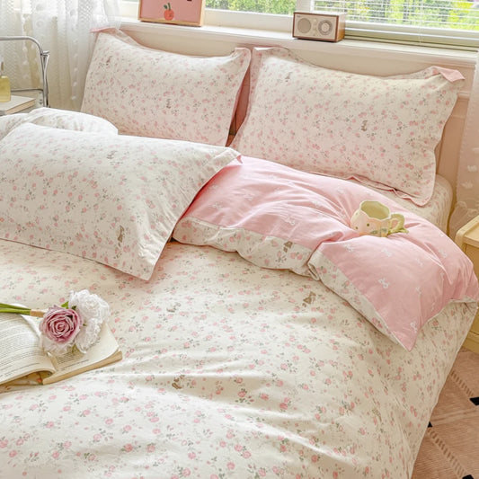 Pink Floral Cotton Bedding Set | Creative Femininity