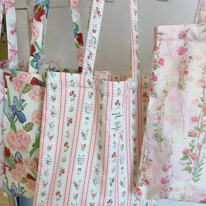 Pink Floral Vintage Tote Bags
