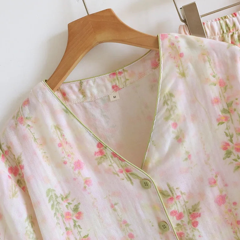 3 Piece Pink & Green Floral Pj Set