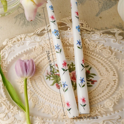 Hand Painted Floral Taper Candles