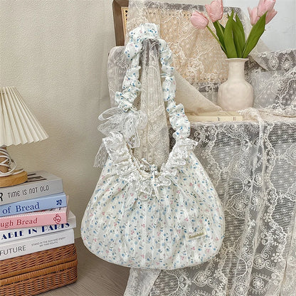Broderie Lace Ruffle Shoulder Bag