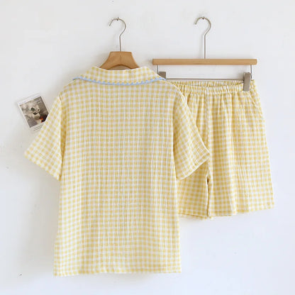 Cotton Gingham Trim Pyjama Set