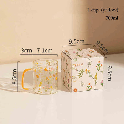 Floral Glass Jug & Cup Set