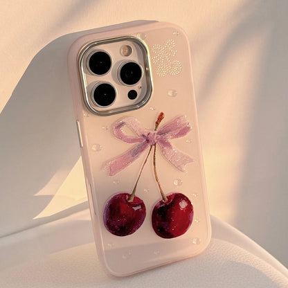 Sparkly Cherry Bow iPhone Case
