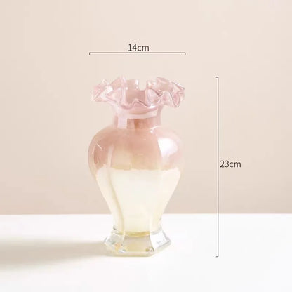 Pink & Gold Ruffle Flute Vase
