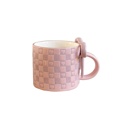 Bow Handle Heart Ceramic Mug