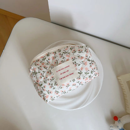 Pink Patchwork Quilted Makeup Bag Creative Femininity