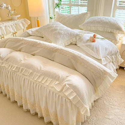 Romantic Floral Ruffle Duvet Cover