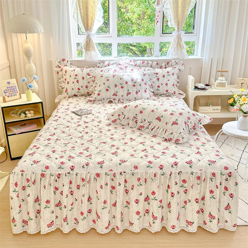 Vintage Floral Frilly Bedskirt