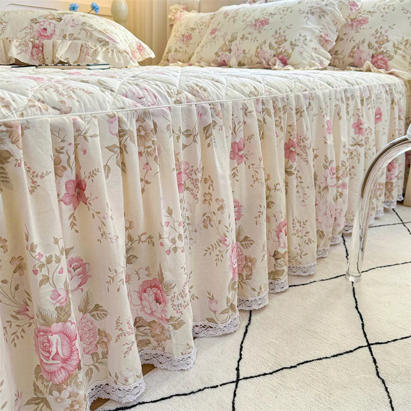 Vintage Floral Frilly Bedskirt